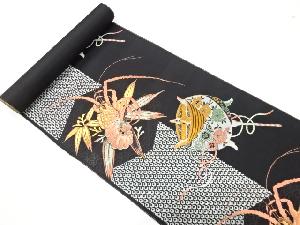 アンティーク　糸巻きに伊勢海老模様織り出し　名古屋帯地反物